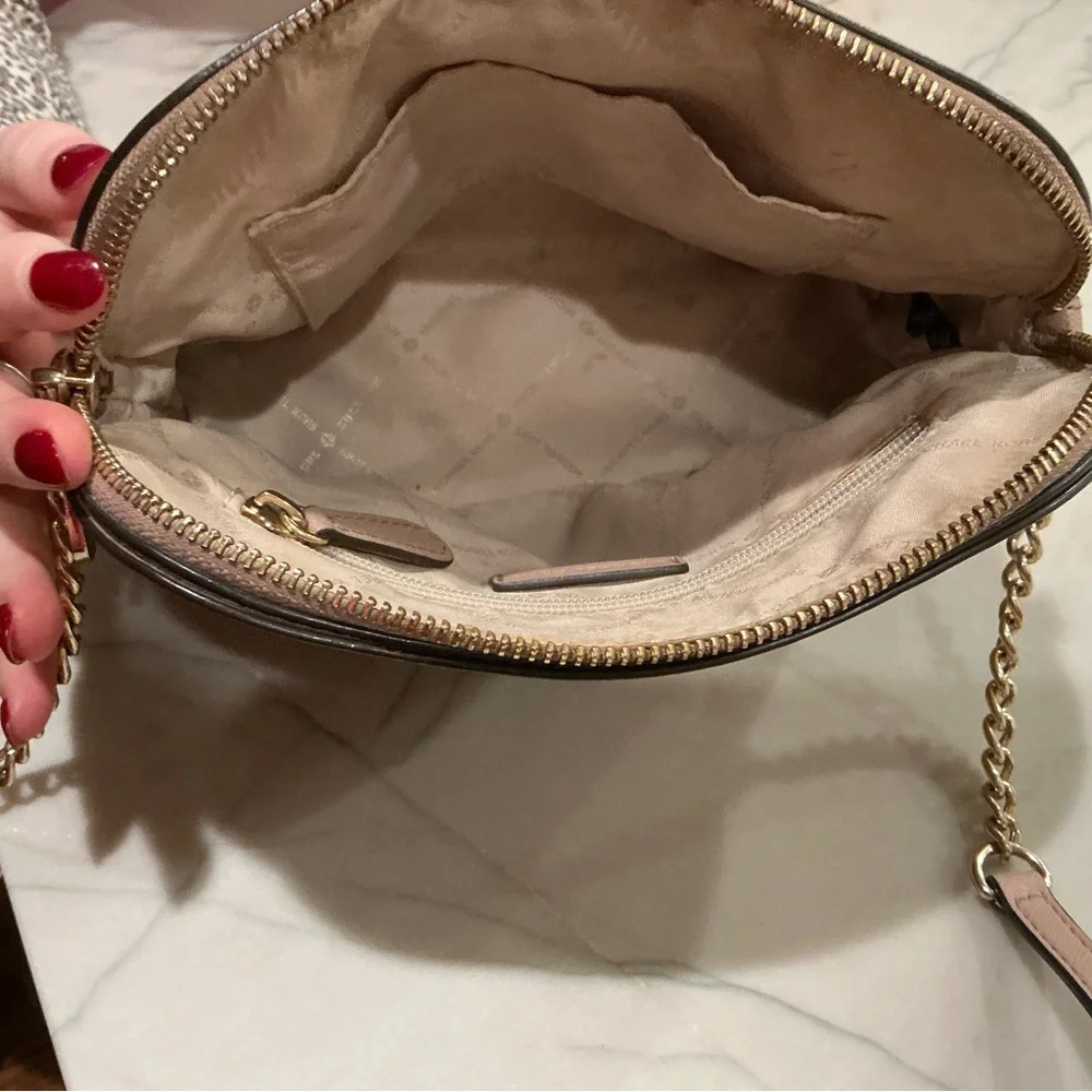 Michael Kors Dome Crossbody Bag w/ adjustable straps chain decor Pink
